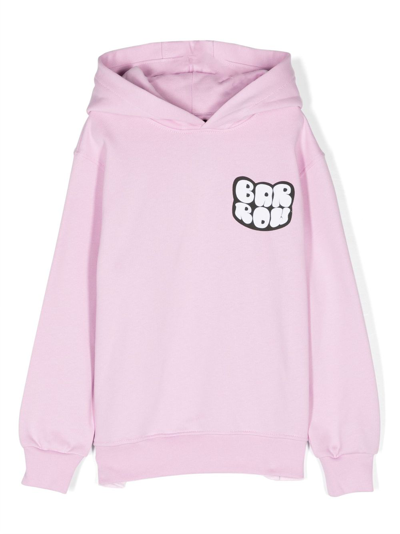 Barrow Kids' Logo印花棉连帽衫 In Pink