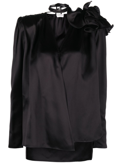 Magda Butrym Embellished Silk Blouse In Black