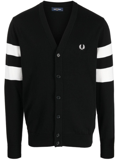 Fred Perry Tipped Sleeve Knit Cardigan Black