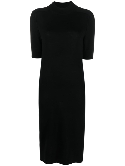Calvin Klein Essential Wool Midi Dress In Black