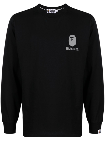 A Bathing Ape Logo-print Cotton Sweatshirt In Black