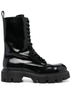 Msgm Lace-up Ankle-high Boots In Black