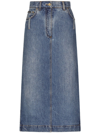 Dolce & Gabbana Logo-plaque Midi Denim Skirt In Blue