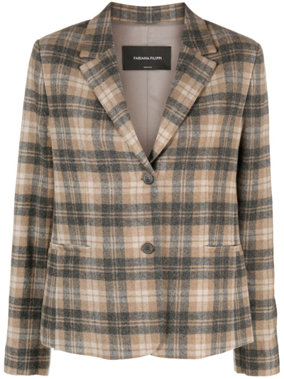 Fabiana Filippi Plaid-check Pattern Blazer In Brown