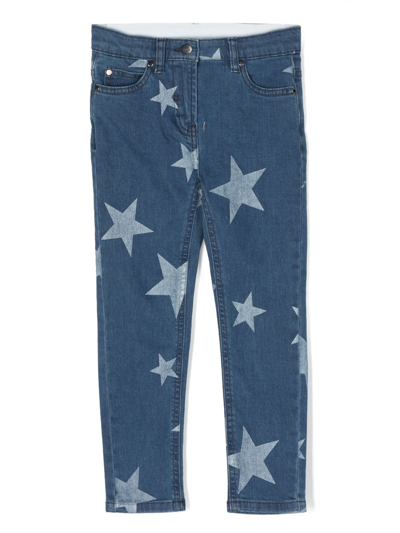 Stella Mccartney Kids' Star-print Straight-leg Jeans In Blue