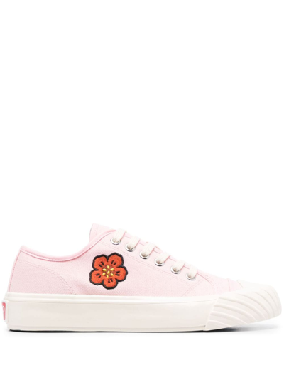 Kenzo Flower Embroidered Low Top Sneakers In Pink