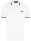 Fred Perry Short Sleeve Twin Tipped Polo Shirt Snow White Red