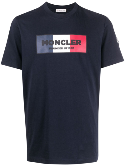 Moncler Logo-print Short-sleeve T-shirt In Blue