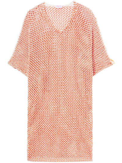 Pucci Crochet-knit Cotton Beach Dress In Orange