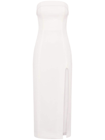 Nicholas Adiba Strapless Round Edge Midi Dress In White