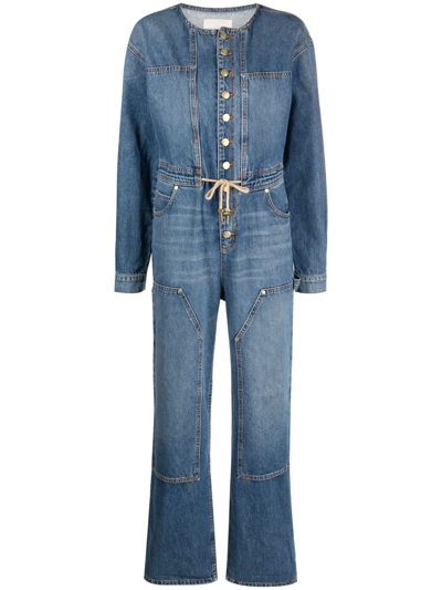 Ulla Johnson Stevie Wide-leg Denim Jumpsuit In Blue