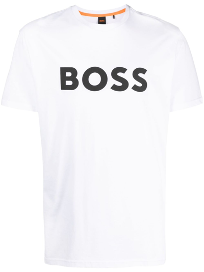 Hugo Boss Logo-print Cotton T-shirt In White