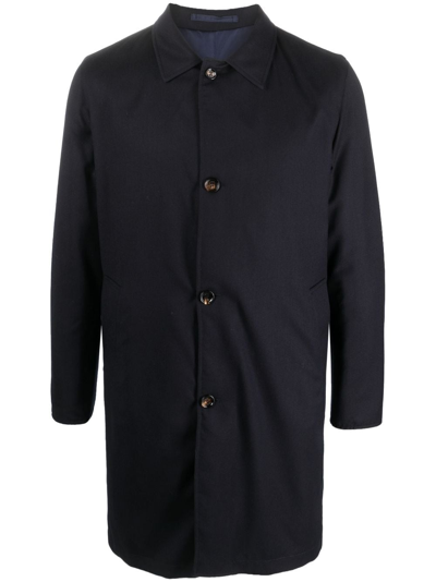 Kired Single-breasted Cashmere Coat In Navy-camel