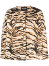 Roberto Cavalli Jacket With Tiger Print In Neutrals