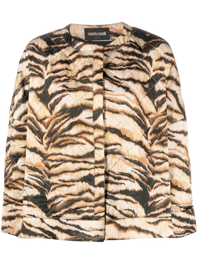 Roberto Cavalli Animal-print Jacket In Neutrals