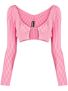 Jacquemus La Maille Pralu Cropped Cardigan In Pink