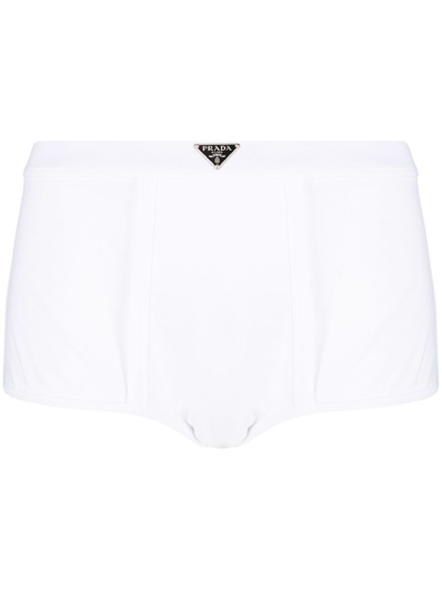 Prada Logo-plaque Boxer Shorts In White