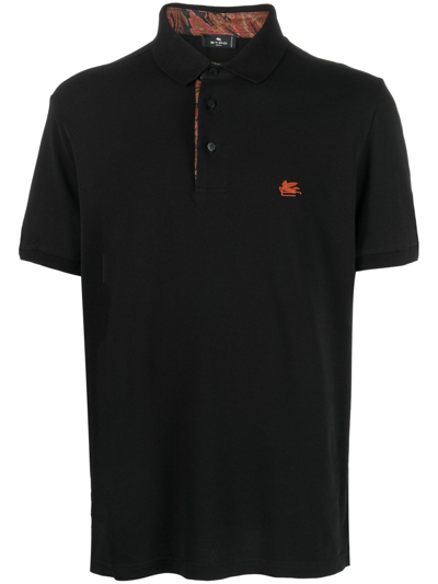 Etro Embroidered Logo Polo Shirt In Black