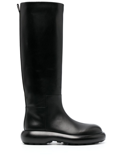 Jil Sander Women's Full Grain Leather Knee High Boots In Black
