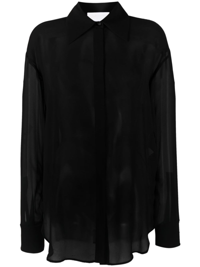 Genny Semi-sheer Silk Shirt In Black