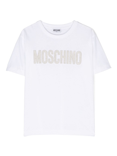 Moschino Kids' Logo Cotton-blend T-shirt In White