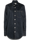 Coperni Moto Oversized Denim Shirt In Blue
