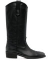 Via Roma 15 Black Leather Western-style Boots In Black