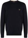 Fred Perry Mens Classic Crew Neck Jumper Nos In Blue