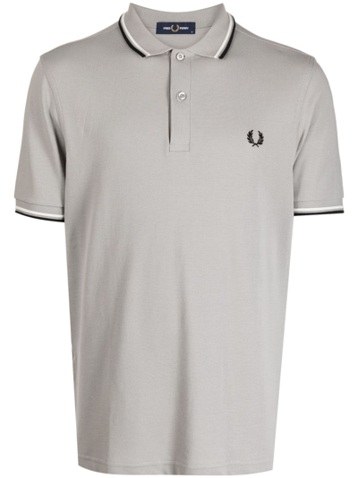 Fred Perry Contrast-trim Cotton Polo Shirt In Grey