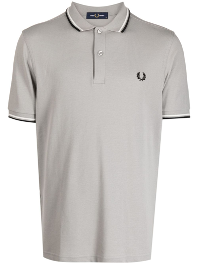 Fred Perry Contrast-trim Cotton Polo Shirt In Porridge Marl / Anchor Grey / Anchor Gre