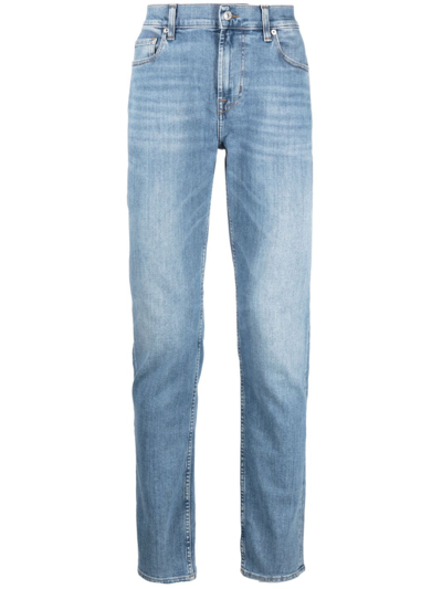 7 For All Mankind Mid-rise Straight-leg Jeans In Blue