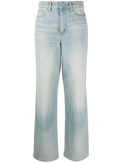 Kenzo Logo-appliqué Wide-leg Jeans In Blue