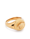 Versace Engraved Medusa Head Brass Rings In Gold