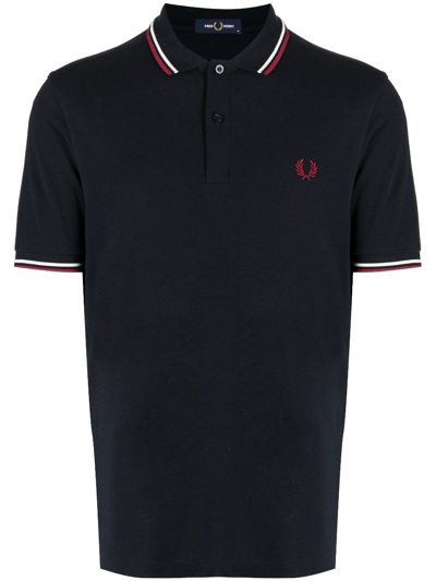 Fred Perry Contrast-trim Cotton Polo Shirt In Blue