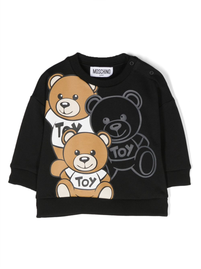 Moschino Babies' Teddy-print Cotton Sweatshirt In Black