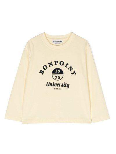 Bonpoint Kids' Logo-print Cotton Sweatshirt In Yellow
