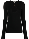 Manurí Long-sleeve Cut-out T-shirt In Black