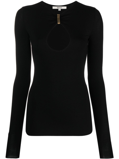 Manurí Long-sleeve Cut-out T-shirt In Black