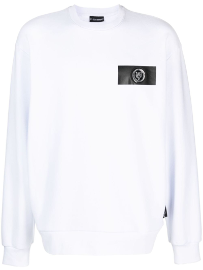 Plein Sport Logo-patch Cotton Sweatshirt In White