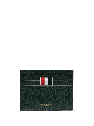 Thom Browne Single Card Holder With Note Compartment In Green