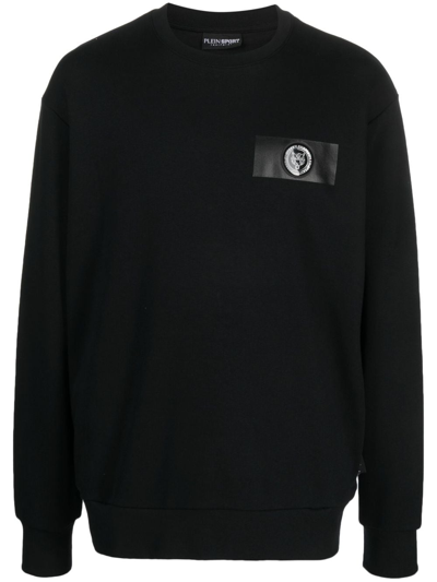 Plein Sport Logo-patch Crew Neck Sweatshirt In Black