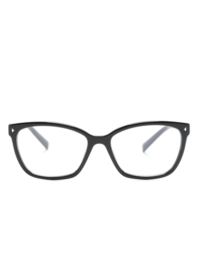 Prada Logo-print Square-frame Glasses In Black