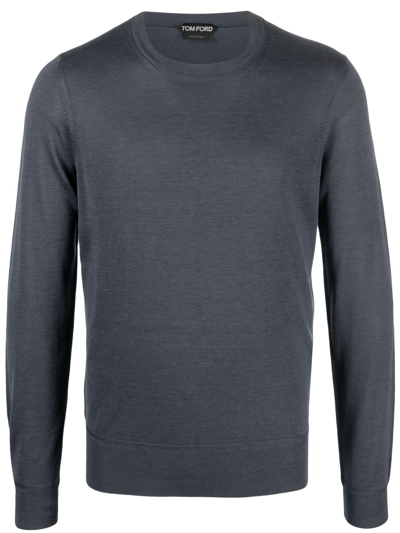 Tom Ford Crew-neck Long-sleeve Jumper In Blue