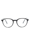 Giorgio Armani Logo-print Round-frame Glasses In Black