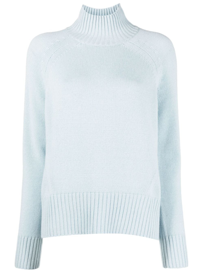 Allude High-neck Knitted Jumper In Blue