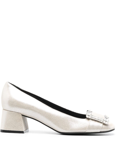 Sergio Rossi Belle Vivier Leather Pumps In Silver