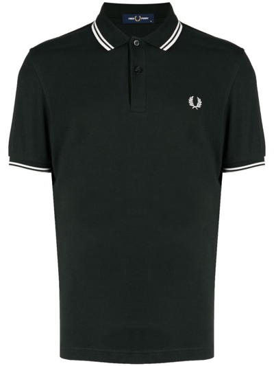 Fred Perry Contrast-trim Cotton Polo Shirt In Night Gren