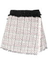 Msgm Wrap-front Tweed Skorts In Grey