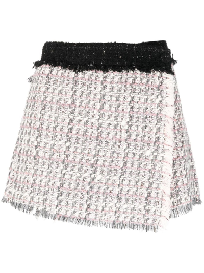 Msgm Wrap-front Tweed Skorts In Multicolore