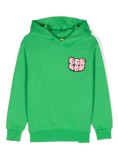 Barrow Kids' Logo-print Cotton Hoodie In Green